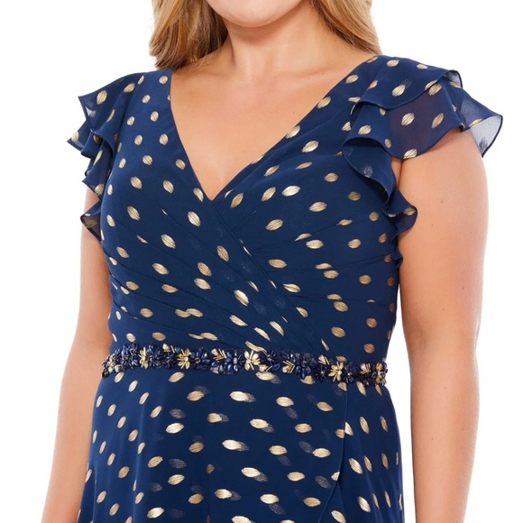 Mac Duggal NWT Navy and Gold Evening Gown - Picture 9 of 10